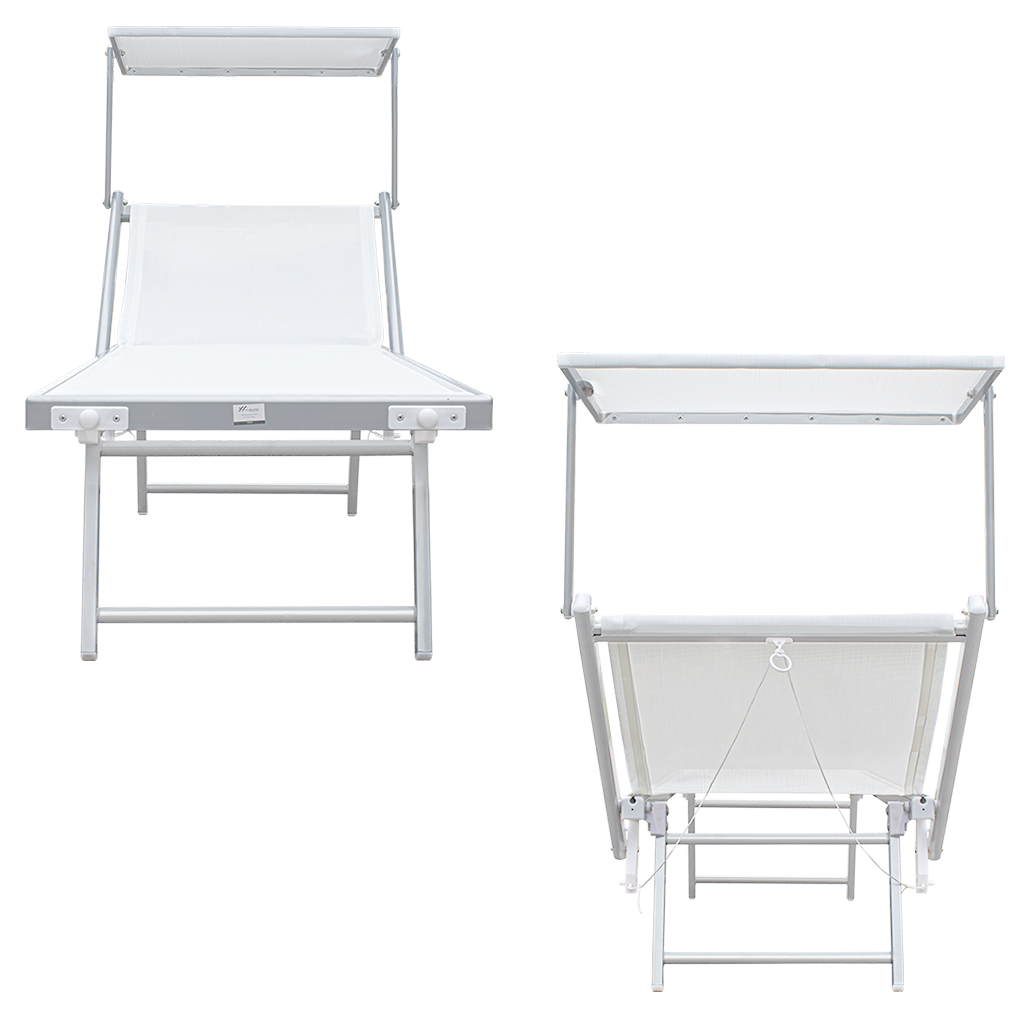 Lit de soleil LUXURIOUS avec parasol en aluminium, dossier inclinable 180x60x40