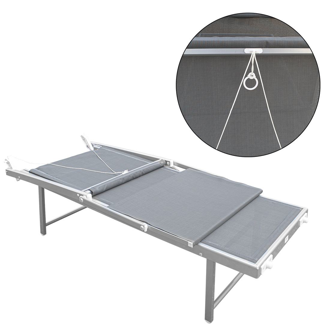 Lit de soleil LUXURIOUS avec parasol en aluminium, dossier inclinable 180x60x40