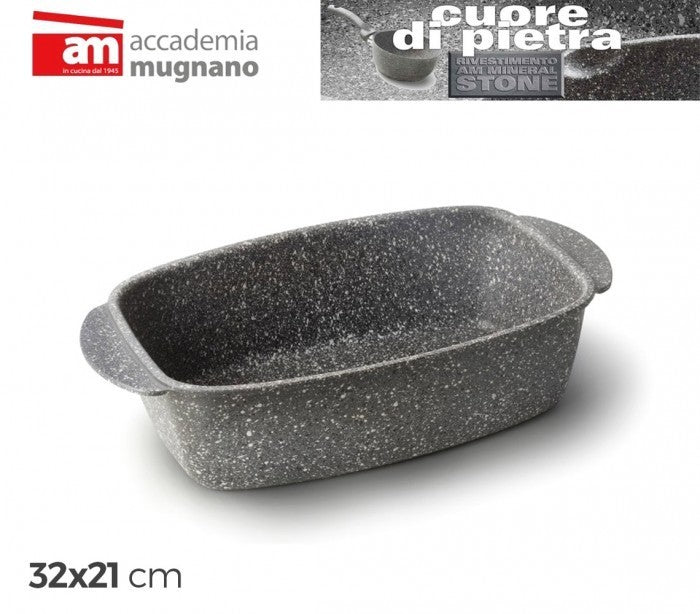 CPRST32 - Plat á four 32x21 cm - Moule antiadhésive avec couvercle effet pierre