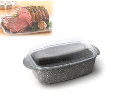 CPRST32 - Plat á four 32x21 cm - Moule antiadhésive avec couvercle effet pierre