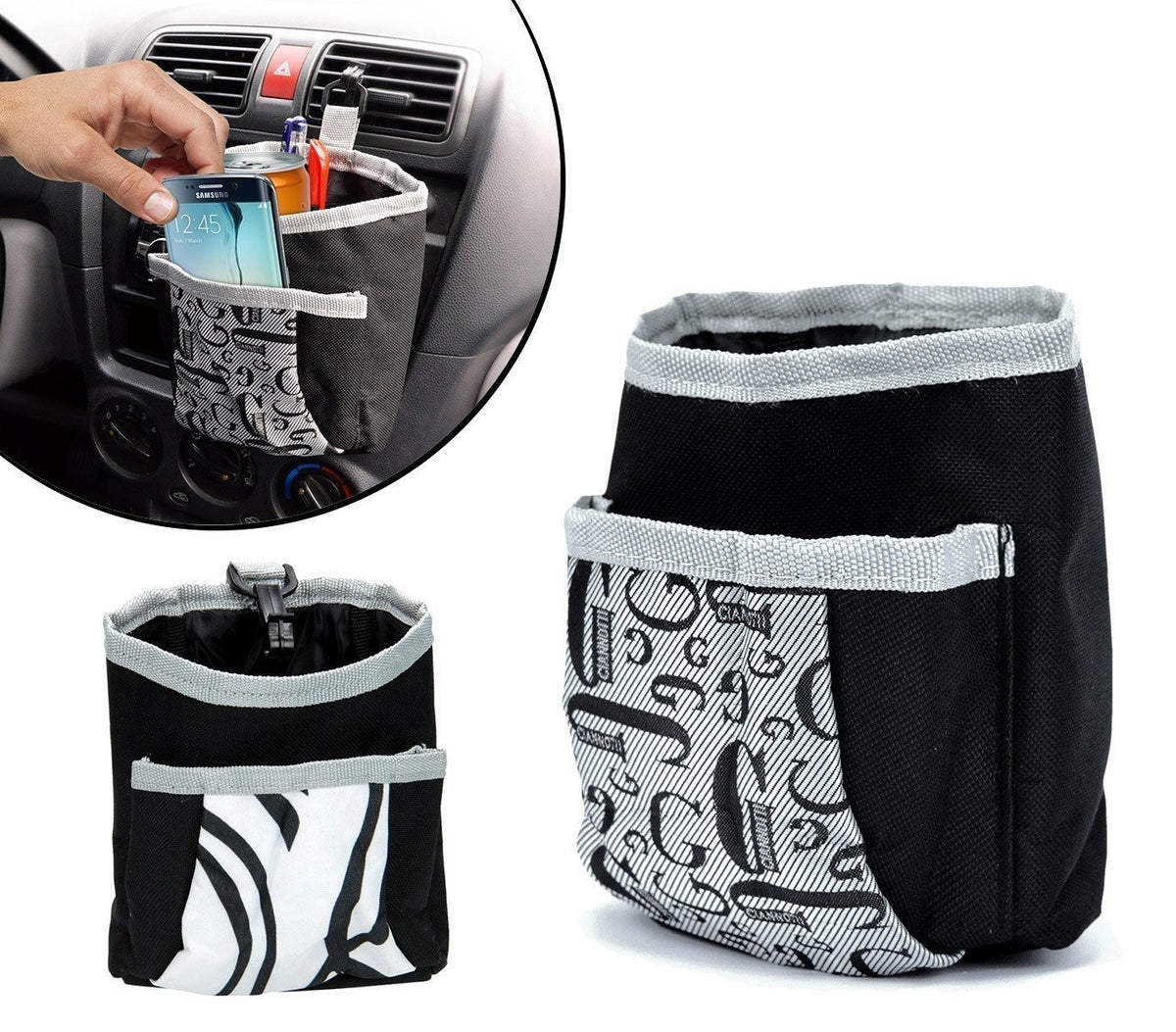 72676 - Pochette rempli de plume - organisateur voiture 2 poches - Avec crochet 