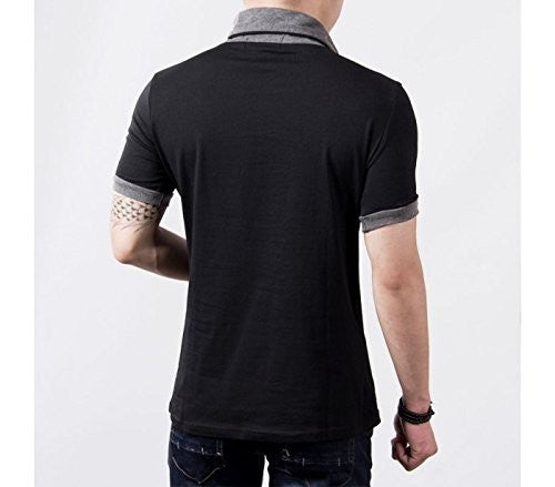 T-shirt - mod hals jersey manches couleur à contraste avec boutons - mws ahead