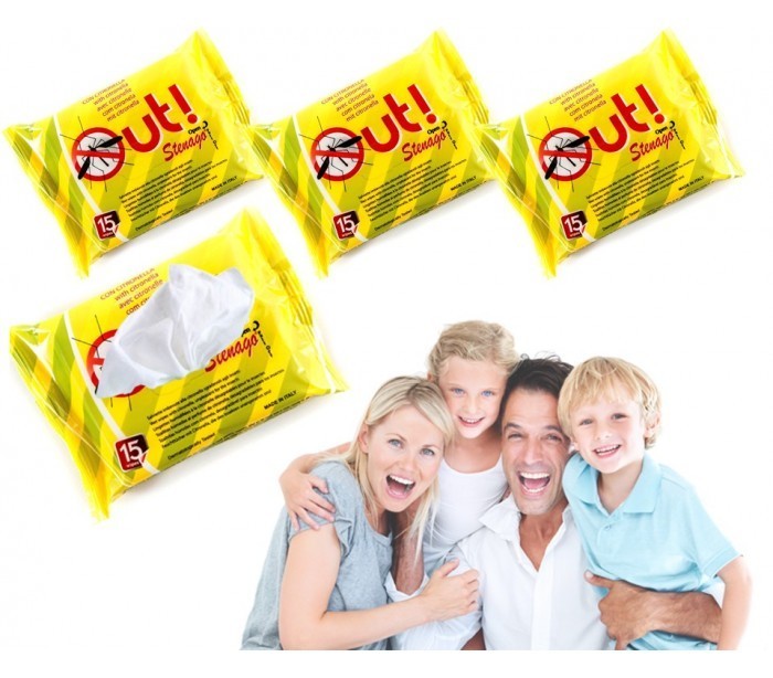 3 Paquets de 45 lingettes imprégnées de citronnelle - Anti-moustiques