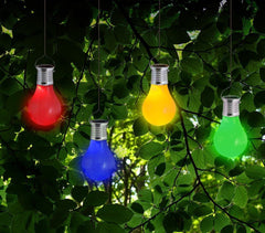 260065- Ensemble de 4 ampoules colorées avec mini crochet de panneau solaire