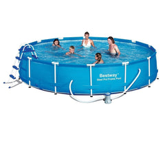 56066- Piscine structurée ronde - Bestway - 457 x 91 cm avec kit de nettoyage 