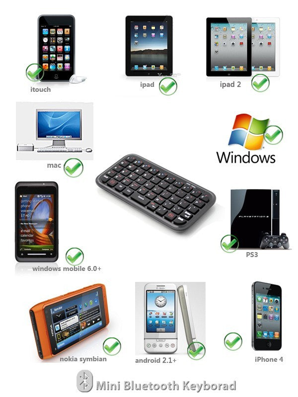 Mini clavier qwerty avec couvercle pour iphone (bluetooth wifi)