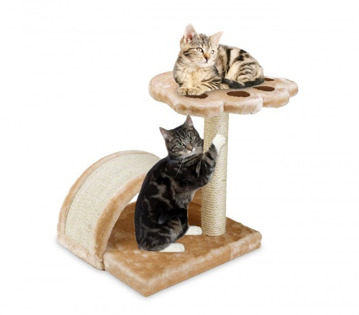 HK1074 - gymnase avec griffoir pour chats avec colonne en sisal et plateau
