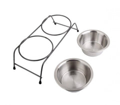 180601 double gamelle pour chiens avec support en acier sureleve 3 x13 x8,5 cm