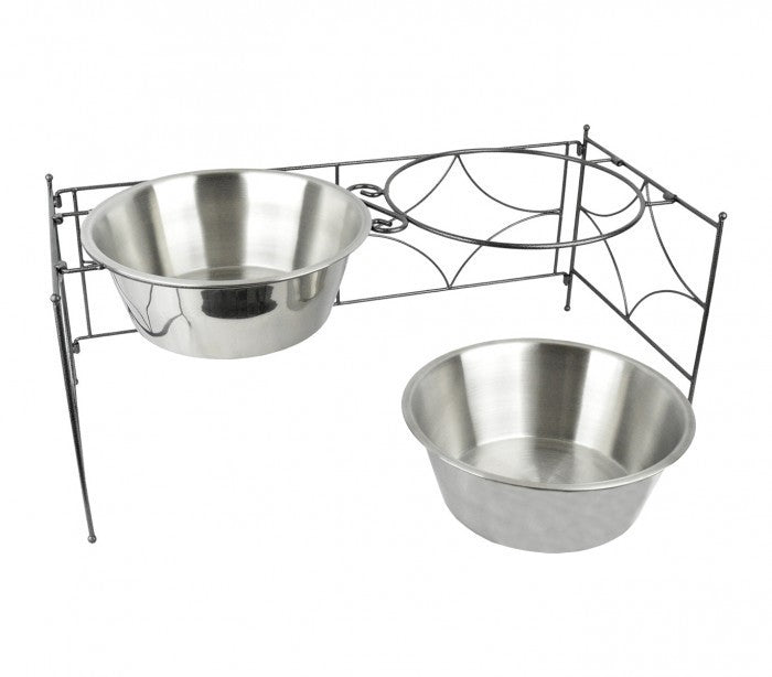 133587 double gamelle en acier pour chiens avec support surélevé 64x29x26 cm