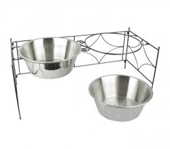 133587 double gamelle en acier pour chiens avec support surélevé 64x29x26 cm