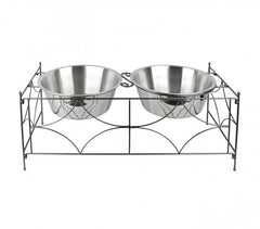 133587 double gamelle en acier pour chiens avec support surélevé 64x29x26 cm