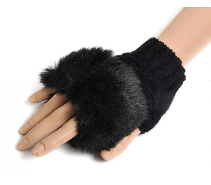 Gants sans doigt avec fourrure pour femmes