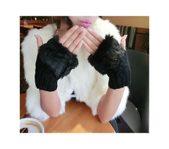 Gants sans doigt avec fourrure pour femmes