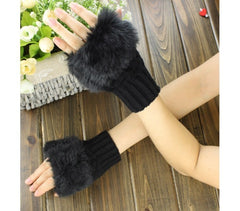 Gants sans doigt avec fourrure pour femmes