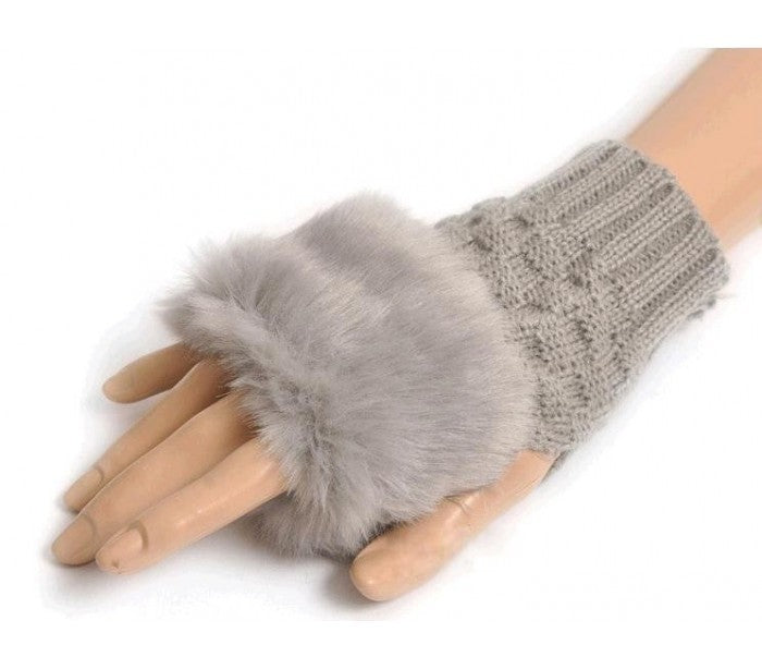 Gants sans doigt avec fourrure pour femmes