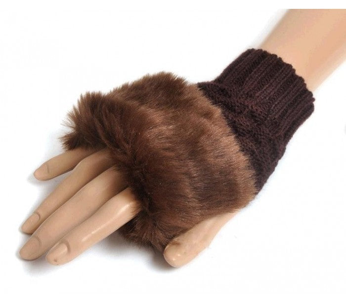 Gants sans doigt avec fourrure pour femmes